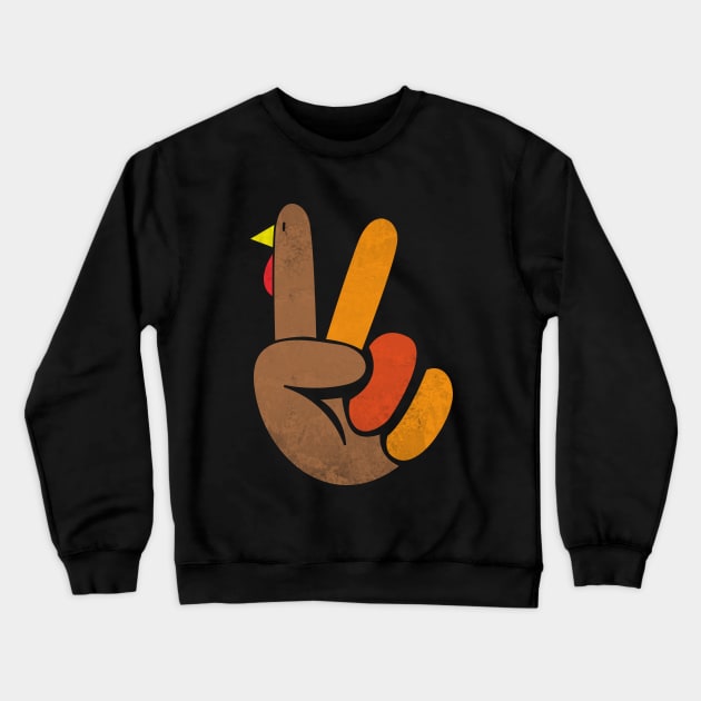 Peace Sign Turkey Hand - Cool Thanksgiving with Hippie Vibes Crewneck Sweatshirt by MetalHoneyDesigns